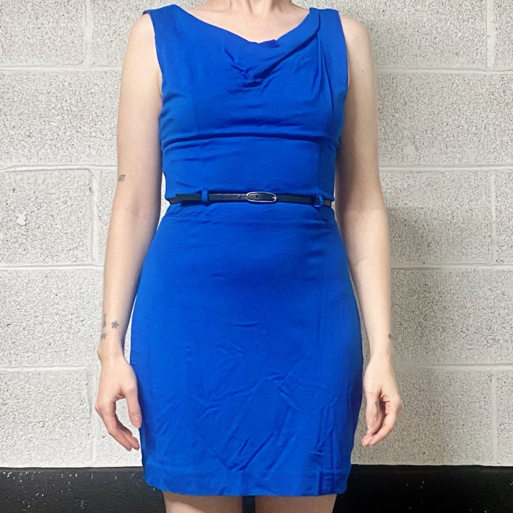 BeBe Y2K Royal Blue Belted Mini Dress